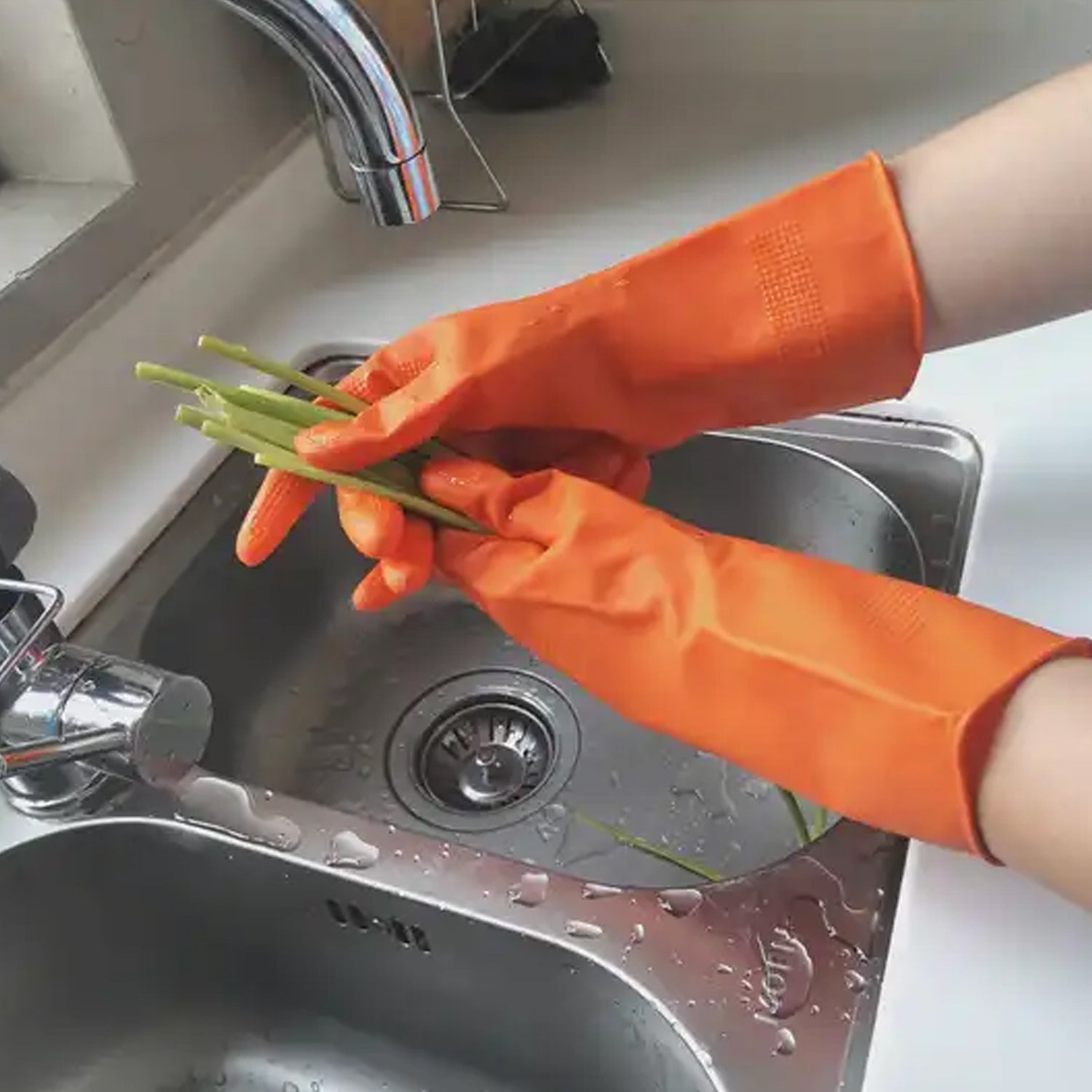 0621 Multipurpose Rubber Reusable Cleaning Gloves, Reusable Rubber Hand Gloves I Latex Safety Gloves I for Washing I Cleaning Kitchen I Gardening I Sanitation I Wet and Dry Use Orange Gloves (1 Pair 40 Gm) 0621 Multipurpose Rubber Reusable Cleaning Gloves, Reusable Rubber Hand Gloves I Latex Safety Gloves I for Washing I Cleaning Kitchen I Gardening I Sanitation I Wet and Dry Use Orange Gloves (1 Pair 40 Gm)